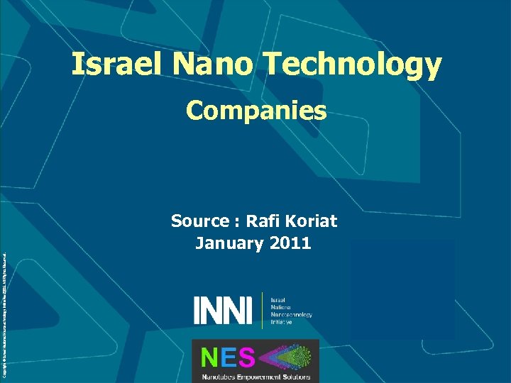 Copyright © Israel National Nanotechnology Initiative 2005. All Rights Reserved. Israel Nano Technology Companies