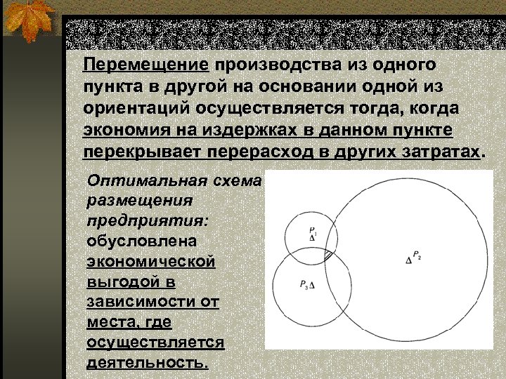 Перемещение производства из одного пункта в другой на основании одной из ориентаций осуществляется тогда,