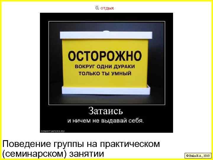 0. отдых Поведение группы на практическом (семинарском) занятии © Вайн Е. А. , 2010