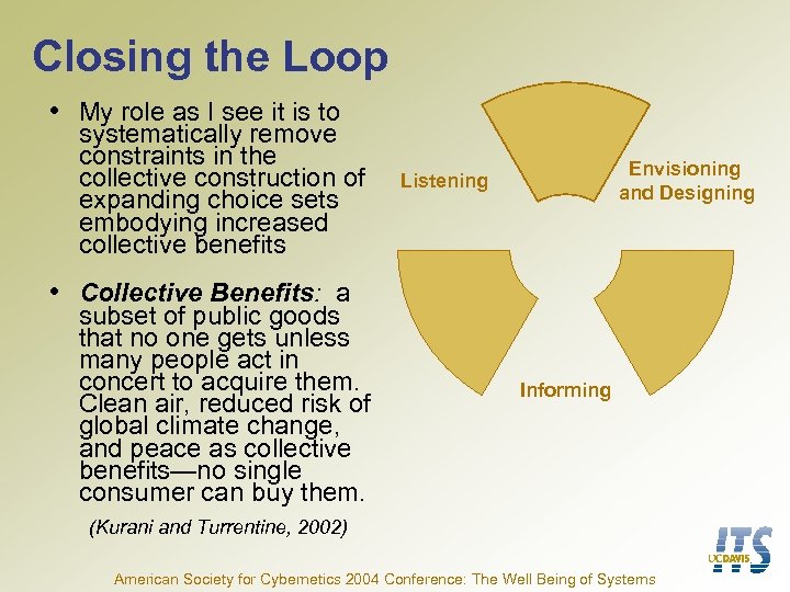 Closing the Loop • My role as I see it is to systematically remove