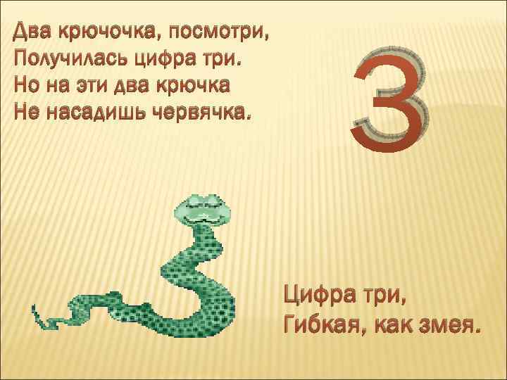 Воду цифра 3. Загадка про цифру 3. Цифра три змея. Загадка о змее 1 класс. Стихотворение про цифру три позожа на щмеб.