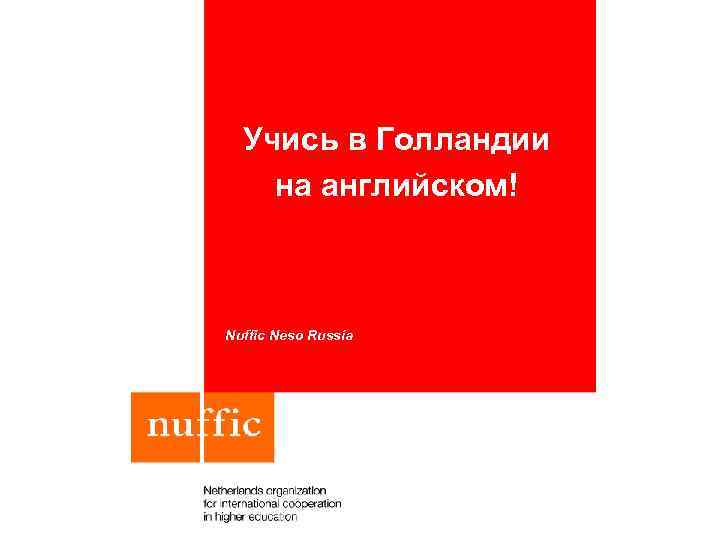 Учись в Голландии на английском! Nuffic Neso Russia 