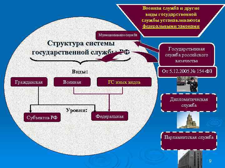 Военная служба и другие Другие виды государственной службы устанавливаются путем федеральными законами изменения в