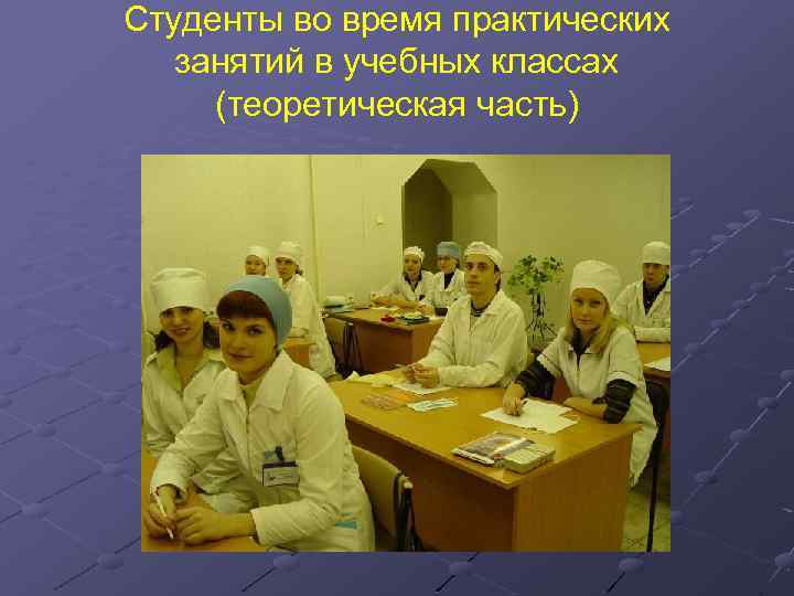 Студенты во время практических занятий в учебных классах (теоретическая часть) 