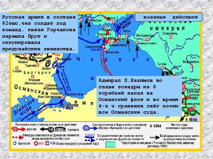 Русская армия в составе 82 тыс. чел солдат под команд. князя Горчакова перешла Прут
