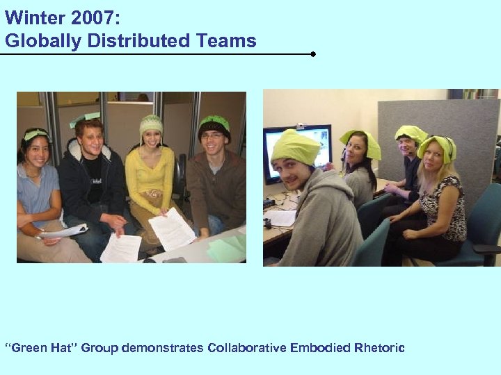 Winter 2007: Globally Distributed Teams “Green Hat” Group demonstrates Collaborative Embodied Rhetoric 