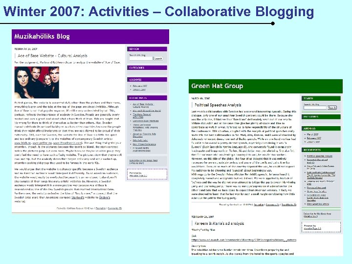 Winter 2007: Activities – Collaborative Blogging 