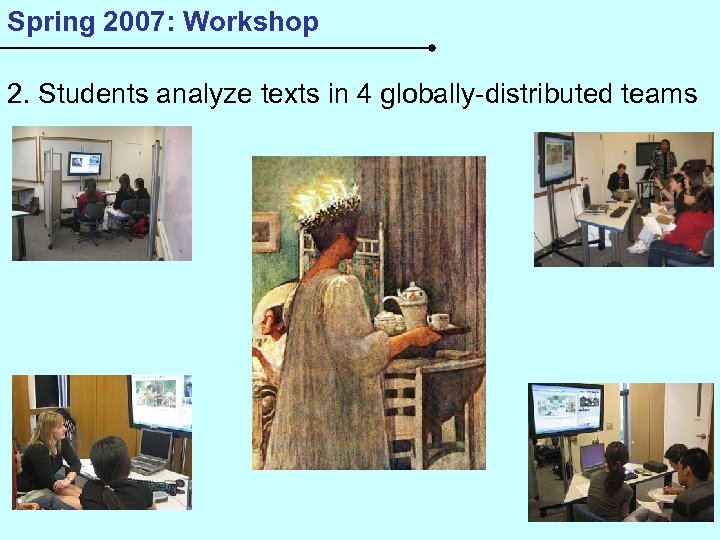 Spring 2007: Workshop 2. Students analyze texts in 4 globally-distributed teams 