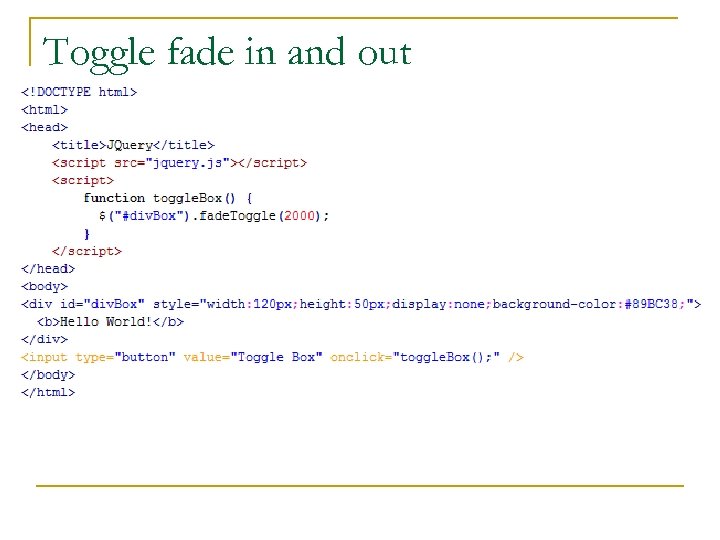 Toggle fade in and out 