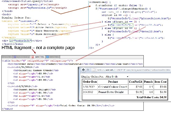 HTML fragment – not a complete page 