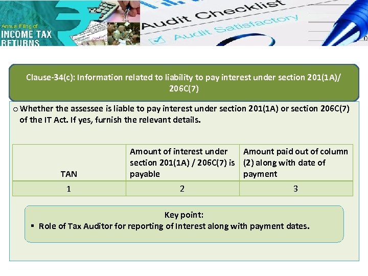 Clause-34(c): Information related to liability to pay interest under section 201(1 A)/ 206 C(7)