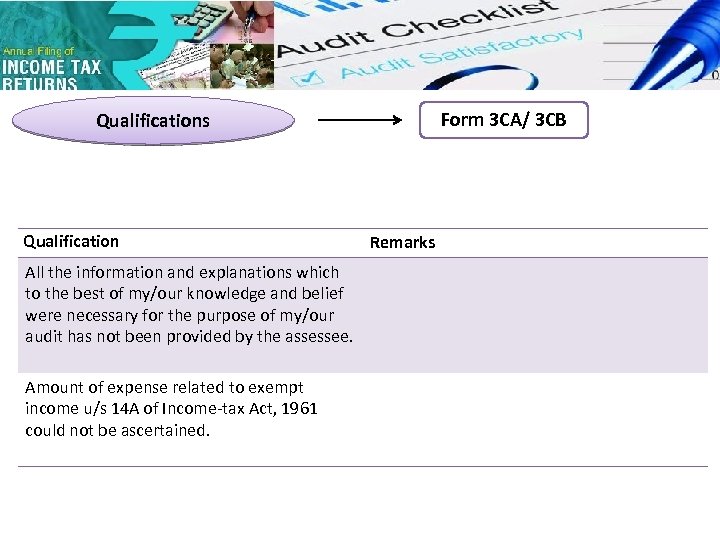 Form 3 CA/ 3 CB Qualifications Qualification All the information and explanations which to
