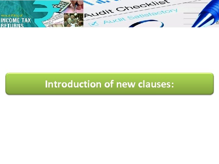 Introduction of new clauses: 