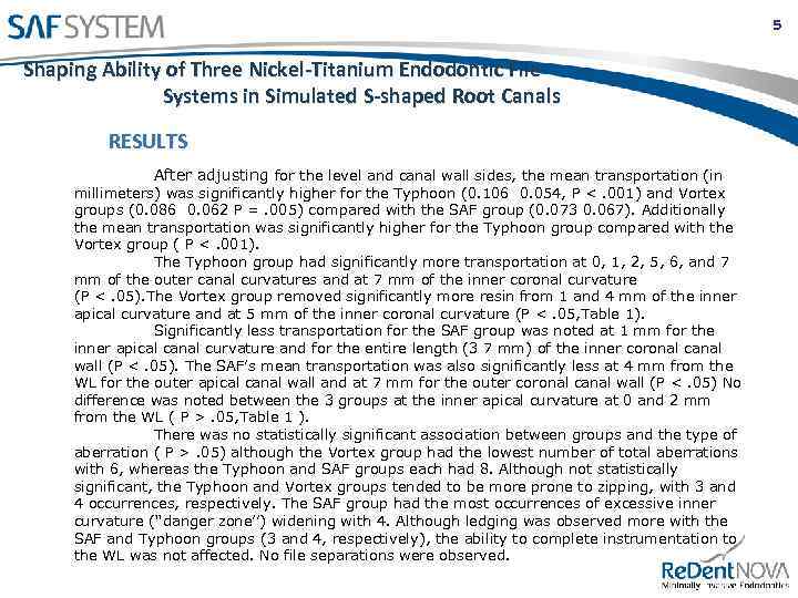 5 Shaping Ability of Three Nickel-Titanium Endodontic File Systems in Simulated S-shaped Root Canals