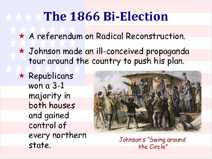 The 1866 Bi-Election « A referendum on Radical Reconstruction. « Johnson made an ill-conceived