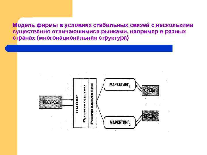Модель фирмы в условиях стабильных связей с несколькими существенно отличающимися рынками, например в разных