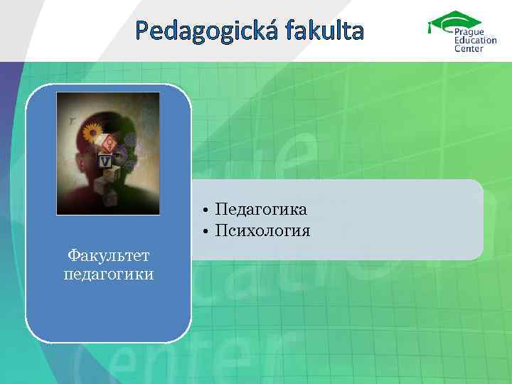 Pedagogická fakulta • Педагогика • Психология Факультет педагогики 