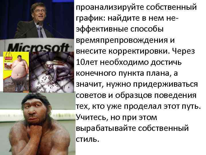  • проанализируйте собственный график: найдите в нем неэффективные способы времяпрепровождения и внесите корректировки.