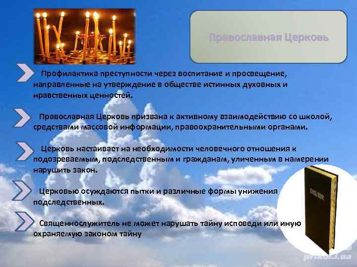 Православная Церковь Профилактика преступности через воспитание и просвещение, направленные на утверждение в обществе истинных