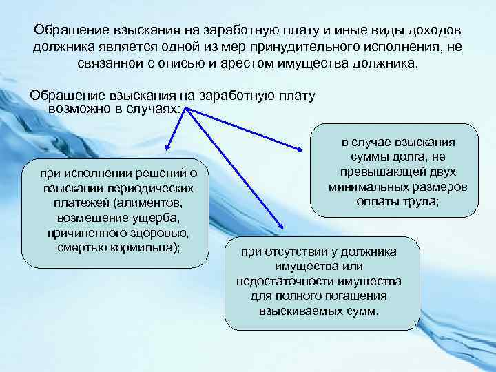 Обращение взыскания на заработную плату и иные виды доходов должника является одной из мер