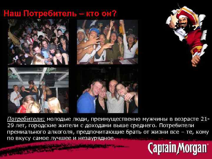Наш Потребитель – кто он? Потребители: молодые люди, преимущественно мужчины в возрасте 2129 лет,