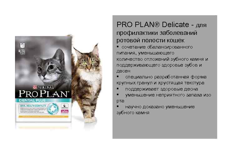 PRO PLAN® Delicate - для профилактики заболеваний ротовой полости кошек § сочетание сбалансированного питания,
