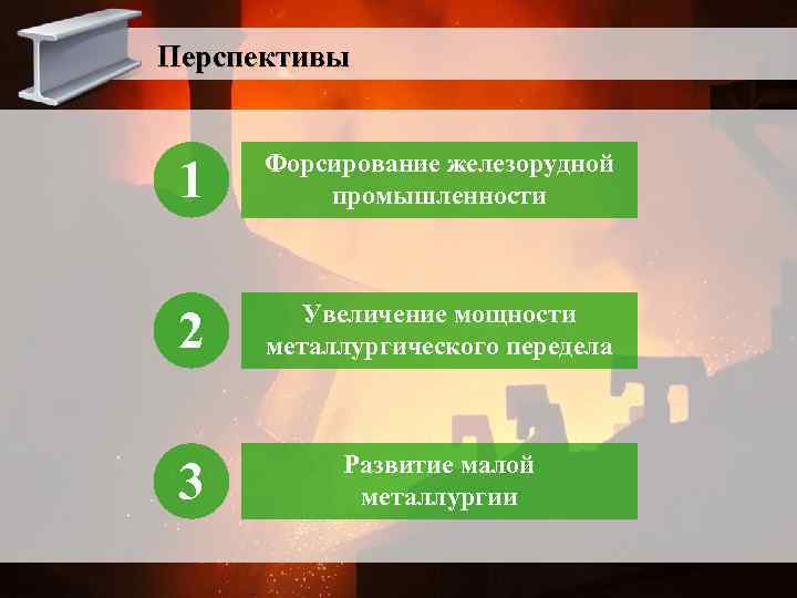 Перспективы развития металлургического комплекса. Перспективы развития металлургии Урала. Проблемы и перспективы центральной металлургической базы. Перспективы развития Уральской базы металлургии. Перспективы сибирской металлургической базы.