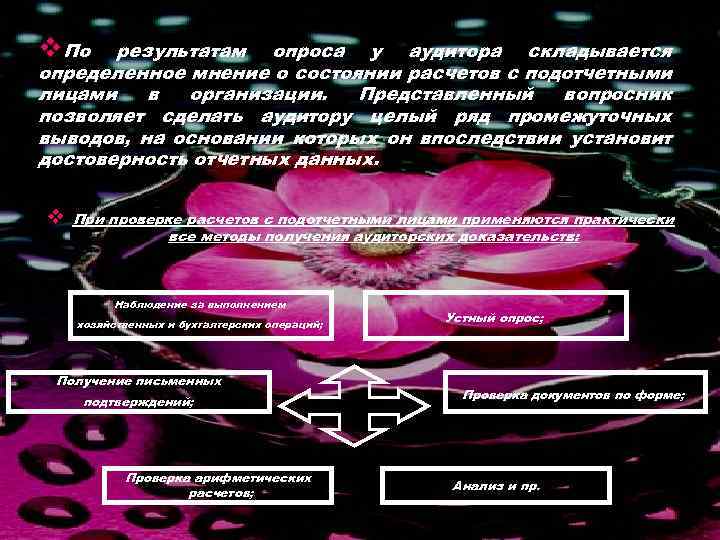 v. По результатам опроса у аудитора складывается определенное мнение о состоянии расчетов с подотчетными