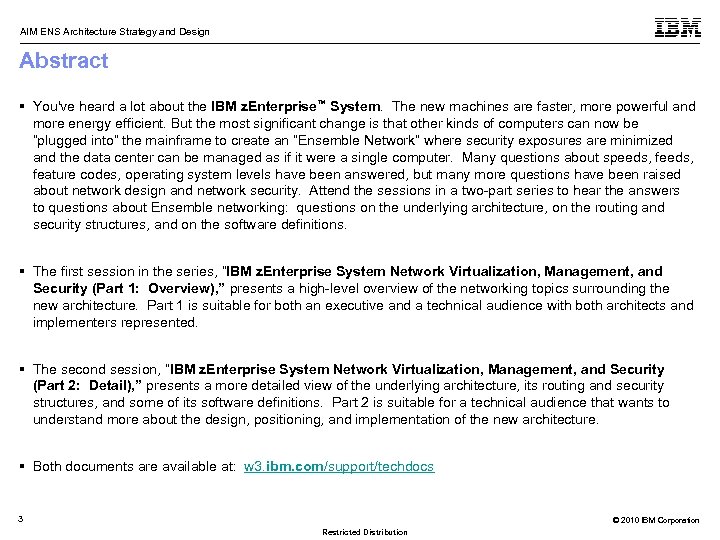 AIM ENS Architecture Strategy and Design Abstract § You've heard a lot about the