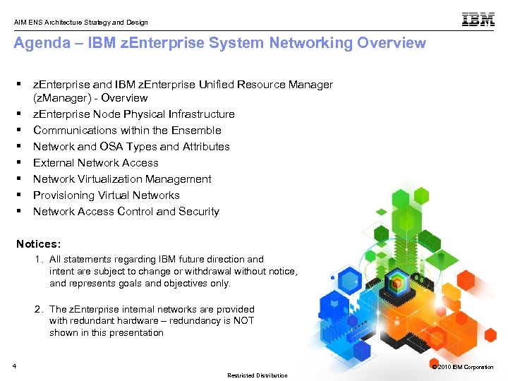 AIM ENS Architecture Strategy and Design Agenda – IBM z. Enterprise System Networking Overview