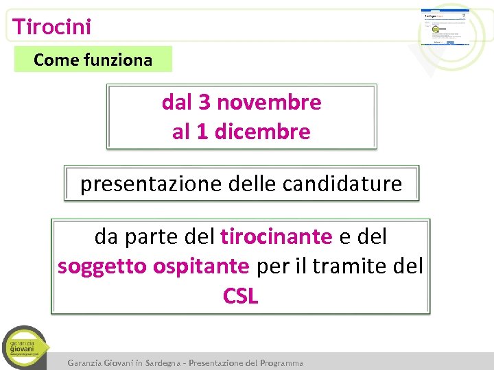 Tirocini Come funziona dal 3 novembre al 1 dicembre presentazione delle candidature da parte