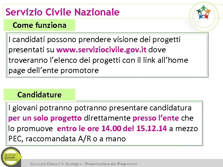 Servizio Civile Nazionale Come funziona I candidati possono prendere visione dei progetti presentati su