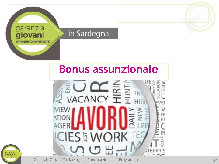 Bonus assunzionale Garanzia Giovani in Sardegna – Presentazione del Programma 87 