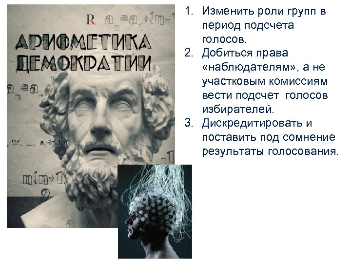 1. Изменить роли групп в период подсчета голосов. 2. Добиться права «наблюдателям» , а