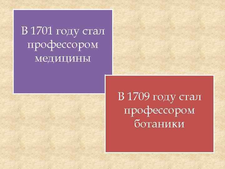 В 1701 году стал профессором медицины В 1709 году стал профессором ботаники 
