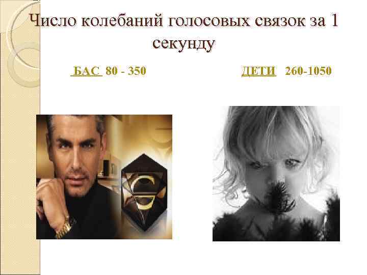 Число колебаний голосовых связок за 1 секунду БАС 80 - 350 ДЕТИ 260 -1050