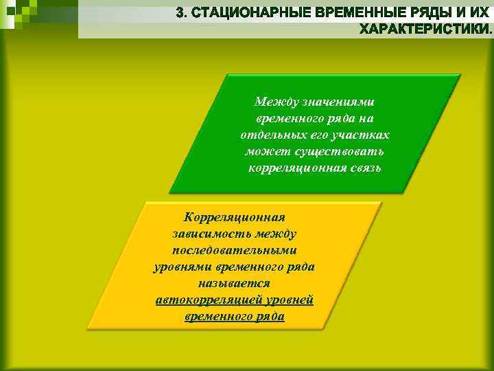 Между значениями временного ряда на отдельных его участках может существовать корреляционная связь Корреляционная зависимость