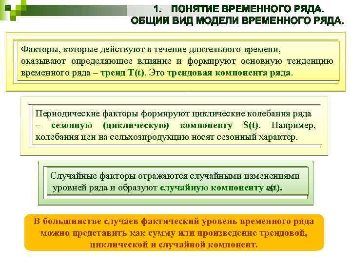 Факторы, которые действуют в течение длительного времени, оказывают определяющее влияние и формируют основную тенденцию