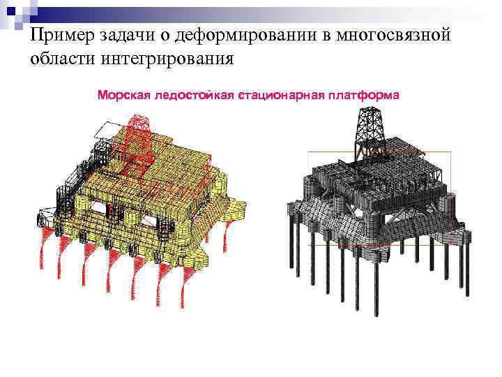 Пример задачи о деформировании в многосвязной области интегрирования Морская ледостойкая стационарная платформа 