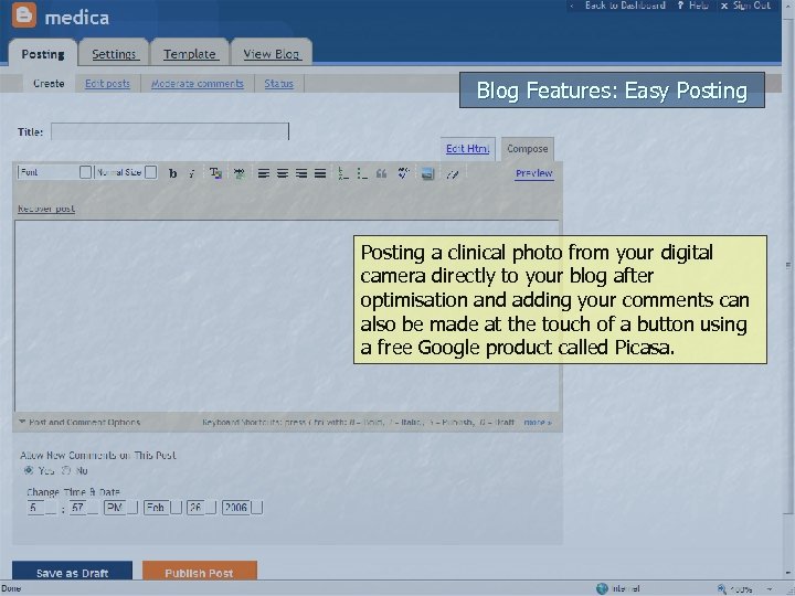 Blog Features: Easy Posting a clinical photo from your digital camera directly to your