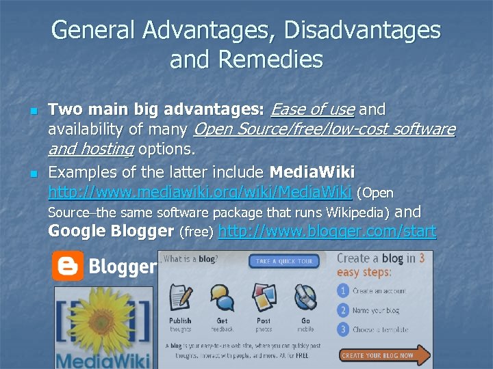 General Advantages, Disadvantages and Remedies n n Two main big advantages: Ease of use