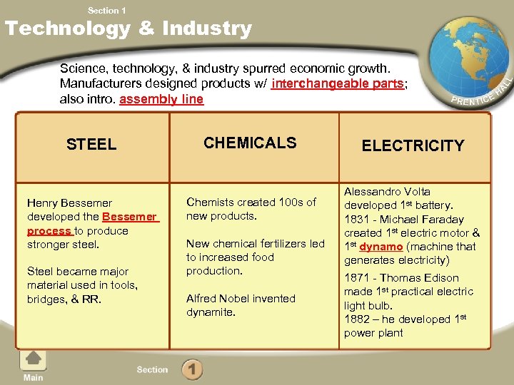 Chapter 9, Section 1 Technology & Industry Science, technology, & industry spurred economic growth.