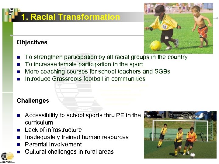 1. Racial Transformation Objectives n n To strengthen participation by all racial groups in