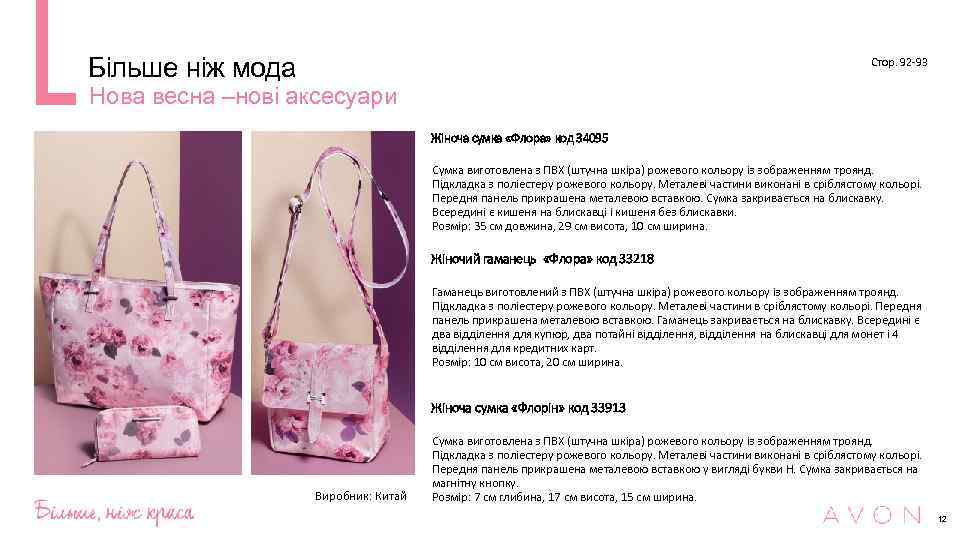 Більше ніж мода Стор. 92 -93 Нова весна –нові аксесуари Жіноча сумка «Флора» код
