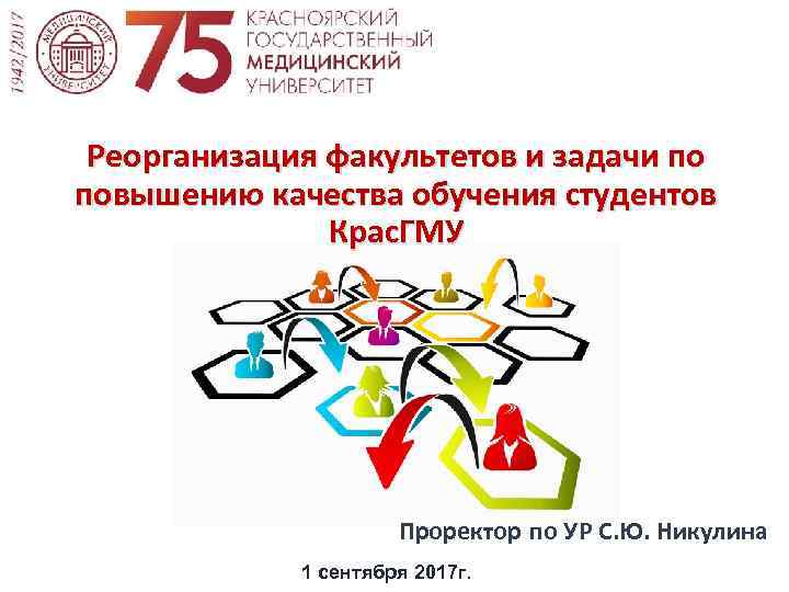Реорганизация факультетов и задачи по повышению качества обучения студентов Крас. ГМУ Проректор по УР