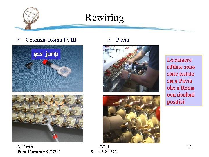 Rewiring • Cosenza, Roma I e III • Pavia gas jump M. Livan Pavia