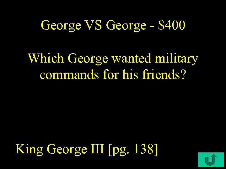 George VS George - $400 Which George wanted military commands for his friends? King