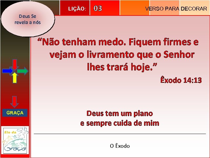 LIÇÃO: Deus Se revela a nós 03 VERSO PARA DECORAR “Não tenham medo. Fiquem