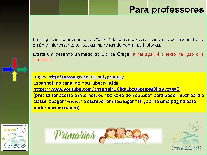 Para professores Em algumas lições a história é “difícil” de contar pois as crianças