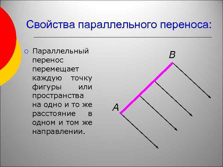 Свойства движения. Свойства параллельного переноса. Перечислите свойства параллельного переноса. Параметры параллельного переноса. Сформулируйте свойство параллельного переноса.